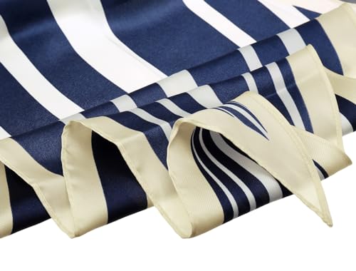 Allegra K Women Satin Rhombus Neck Scarf Stripe Print for Shirts Ponytail Neckerchief Bag Accessory for Summer Bandana4