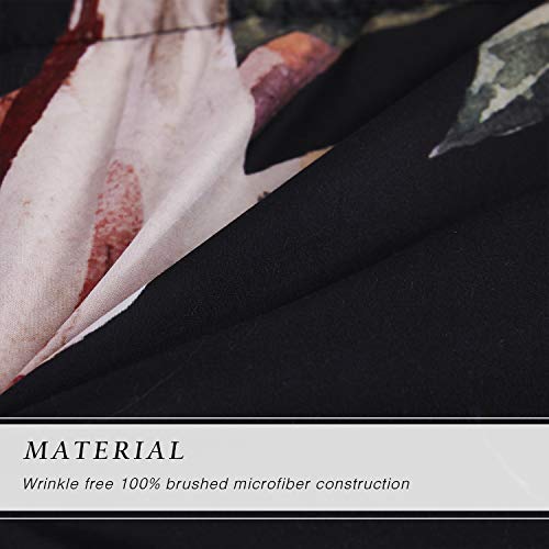 Hig 3D Bedding Set 2 Piece Twin Size Skull Flower Print Comforter Set With One Matching Pillow Sham - Box Stitched Quilted Duvet - General For Men And Women Especially For Children (S9,Twin) #TOP1