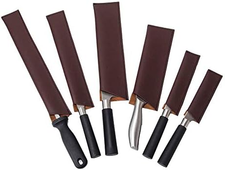 Leather Knife Sheath, Knife Guard, Knife Cover Sleeves, Waterproof Knife Protectors, Heavy Duty Universal Knife Edge Guard Set of 6 HGJ157