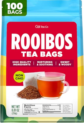 Rooibos Tea Bags (100 Bags) - Caffeine Free Redbush Herbal Tea for Everyday Comfort & Relaxation - After-Meal Comfort, Low In Tannins - Pure Ingredients, Non-GMO