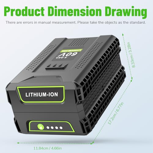 PENGJBATTER 2 Packs 60V 5.0Ah Lithium Battery Compatible for Greenworks 60V Battery LB604, 2908502, LB6042, LB60A00, LB60A01, LB60A02, Compatible with Greenworks 60 Volt Power Tools PS60L211 PH60L210