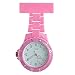 Produktbild Ellemka - Schwestern | Herren Damen Unisex | FOB Ansteckuhr | Analoge Uhranzeige | Digitales Quartz Uhrwerk| NS-2102 Plastik ABS Pin Band WD - Pink Rosa