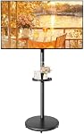 Roulement TV Support pour les téléviseurs 13-43", 33 lbs, Noir TV chariot, portrait ou rotation du paysage, boîte de rangement réglable et étagère, VESA jusqu'à 200x200