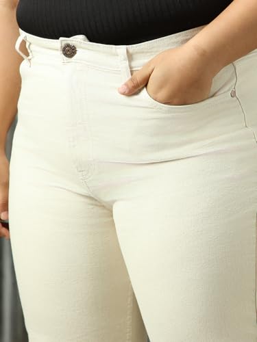 Image of High Star Women Washed Cotton Straight Fit High- Rise Jeans 54