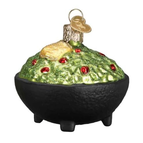 Old World Christmas Avocado Guacamole Glass Blown Ornament for Christmas Tree, Handcrafted Holiday Decoration, Food Collection