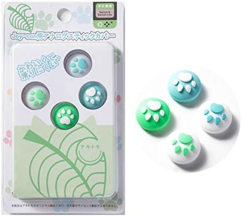 GUDOU Compatible with Nintendo Switch / Switch Lite Cute Cat Paw Claw Design Soft Silicone Thumb Stick Grips Cap for Joy-Cons NS Accessories (4PCS Green & Blue Cat Paw)