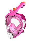 aquazon Sirius. SGS getestete Schnorchelmaske, Tauchmaske, Vollgesichtsmaske für Erwachsene und Kinder, Farbe :Pink, Größe Full Face Masken:Junior L