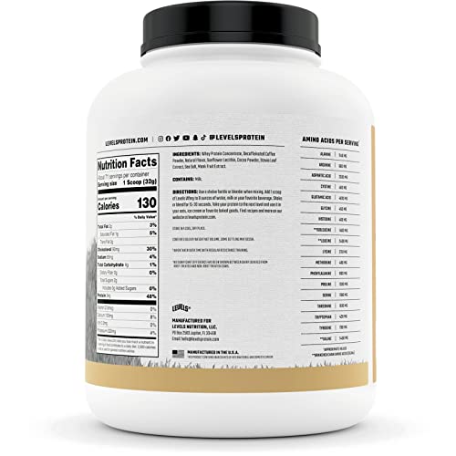 Levels Grass Fed 100% Whey Protein, No Hormones, Cappuccino, 5Lb #TOP4