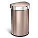 simplehuman, 45 Liter, halbrunder Sensorabfalleimer mit Beutelfach, Edelstahl roségold, 5 Jahre Garantie