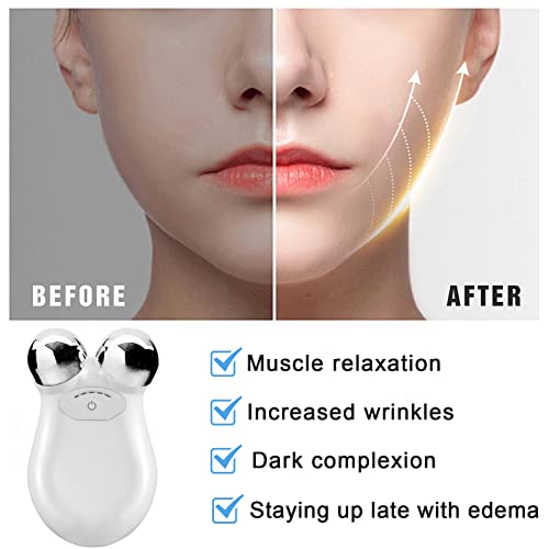 2023 New Microcurrent Face Device Roller,Lift The Face And Tighten The Skin, Usb Mini Microcurrent Face Lift Skin Tightening Rejuvenation Spa For Facial Wrinkle Remover Toning Device-White #TOP3