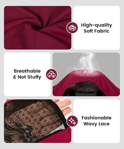 Carer Period Underwear for Women, Seamless Lace Menstrual Protective Panties, Leakproof Briefs, 50ml Absorbency Incontinence Underwear,Light to Moderate Flow(2-Pack,Burgundy,S) — view 6