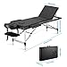 Careboda Portable Massage Table Professional Massage Bed 3 Fold 82 Inches Height Adjustable for Spa Salon Lash Tattoo with Aluminum Legs Carrying Bag Accessories Black