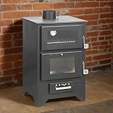 Dmora - Holzofen Dtavarill, Holzkamin, Holzfeuerstelle, Rustikaler Ofen, Made in Italy, 59x51 h91 cm, Schwarz