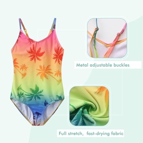 Image of Moon Tree Girls One Piece Swimsuits Ruffle Swimwear Beach Bathing Suit 2-14 Years