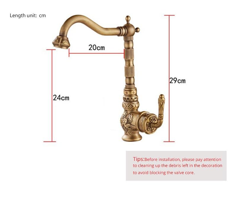 Robinet de lavabo mitigeur laiton or pour vasque rétro chic