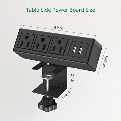 Desktop Edge Power Strip, Removable Clamp Power Outlet Socket with USB Port, 9.85 ft Extension Cord Connect 3 Plugs for Home Office Reading - Thumbnail 7
