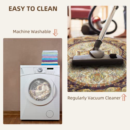 Gomuvin Boho Tribal Area Rug 3'X5', Washable Persian Distressed Throw Carpet Faux Wool Bohemian Bedroom Rug Non Slip Black Rug Sofa Floor Mat Accent Rugs For Living Room Kitchen Dining Entrance #TOP6