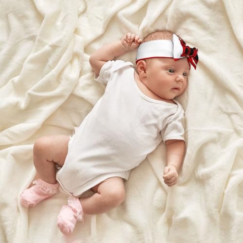 Flag of Gibraltar Baby Bow Headband. Comfortable baby headband, suitable for daily wear and photo props.4