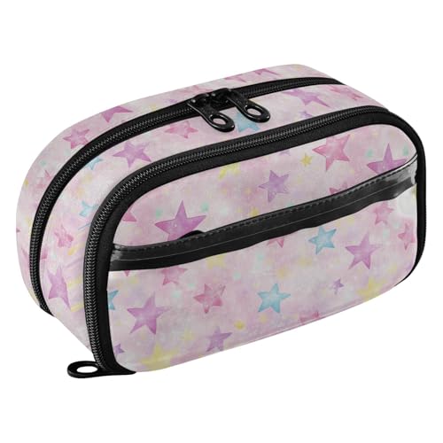 siphylline Estuche grande para lápices, diseño de estrellas, color rubor, resistente al desgarro, para adolescentes y niñas