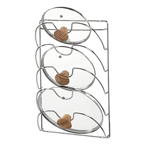iDesign Classico, Anaquel organizador para almacenamiento en el gabinete de cocina, para tapas de ollas, sartenes, Cromado