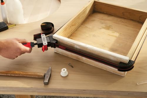 BESSEY Bandspanner BAN400, Rechtwinklige Werkstücke mit 4 Kunststoffecken spannen, Gleichmäßiger Druck auf alle 4 Ecken, Gewicht 0,54 Kg