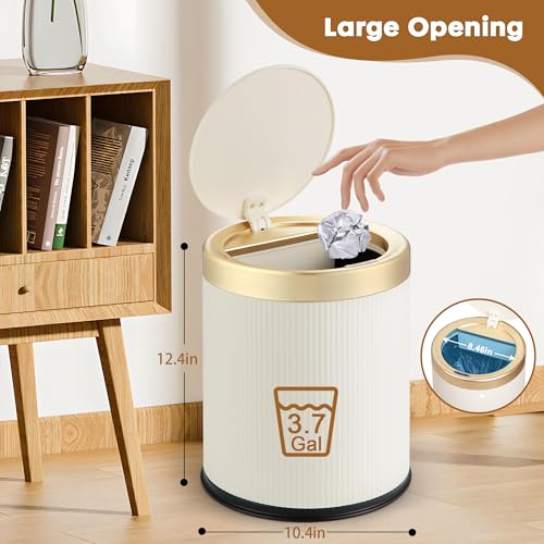 onlcuk Automatic Motion Sensor Bathroom Trash Can with Lid, 3.7 Gallon Touchless Trash Garbage Bin Large Trash Cans Trashcan -White by onlcuk - Image 3