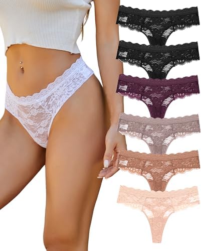 ALL OF SHE String Tanga Damen Spitze Unterhosen Lace Unterwäsche Thongs | Sexy Unterwäsche Für Frau,Niedrige Taille,Weich, Atmungsaktiv ,Ideal Für Verabredungen, Den Alltag Und Als