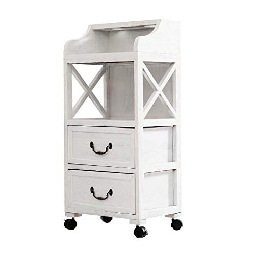 L.F.C Carro Rodante Salón De Belleza Estantería Carro De Terapia, Estante De Almacenamiento Carro De Servicio Carro De Isla, Bandeja De Almacenamiento De SPA Peluquería con 2 Cajones, Madera