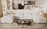 CUGOAO Oversized Cloud Couch 6 Seater U Shaped Modular Sectional Sofa Beige