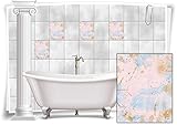 Fliesenmotiv Medianlux Fliesen-Aufkleber Vintage Nostalgie Retro Pastell-Rosa Pastell-Blau Gold Abstrakt Bad WC Deko, 4 Stück, 20x25cm m14m94h-87778