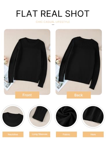 Image of EVALESS Womens Sweaters Casual Long Sleeve Crewneck Knit Lightweight Hollow Out Crochet Sweater Pullover Tops