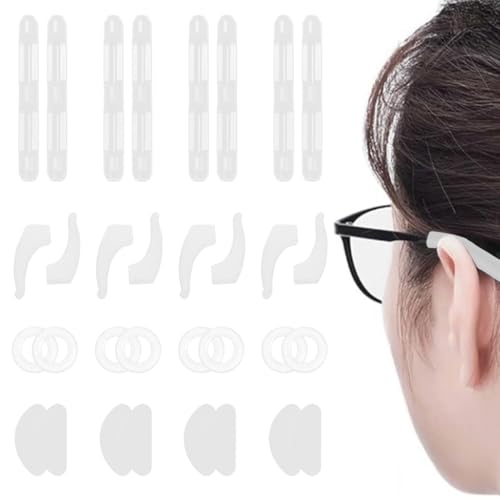 COYUN 16 pares ganchos antideslizantes orejas, gafas de silicona suave, lentes para la nariz, puntas de las sienes retenedor de manga soportes ganchos para las orejas, almohadillas para gafas, Blanco