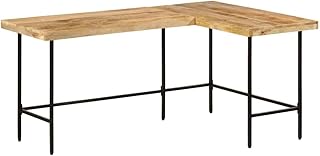 vidaXL Schreibtisch 165x110x77 cm Massivholz Mango und Eisen, Bürotisch, Eckschreibtisch, Arbeitstisch, Computertisch, Stehpult, Laptoptisch, PC Tisch