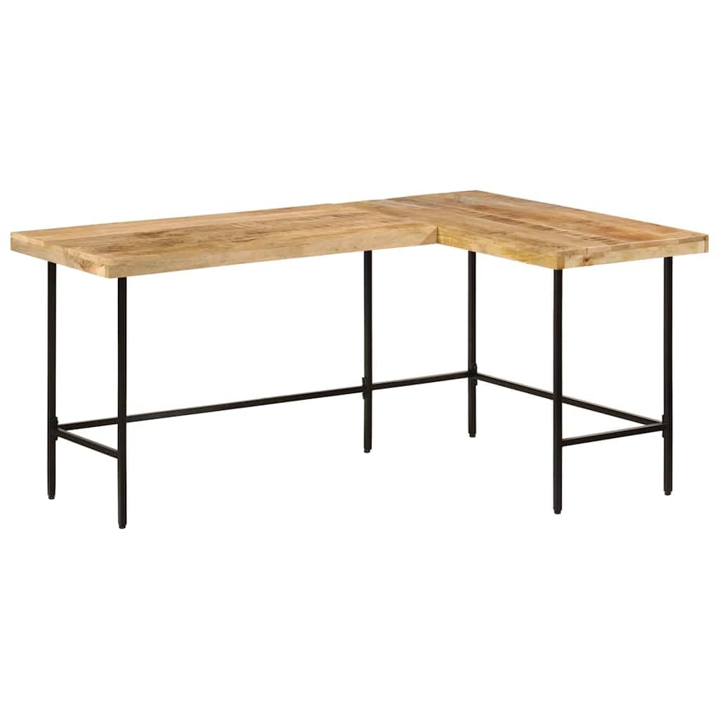 Hothingwell Biurko w kształcie litery L 165x110x77 cm z litego drewna mango | Solidne żelazne nogi, instalacja prawa lub lewa, unikalny rustykalny design