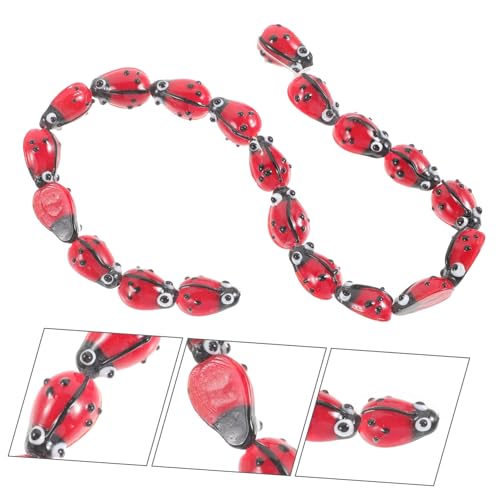 COLLBATH 1 Contas De Artesanato De Vidro Contas De Joaninha Vermelha Contas De Joaninha Lampwork Art