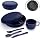 Evanda Camping Mess Kit con Bol, Plato, Taza, Cuchara, Tenedor, Cuchillo y Bolsa de Transporte, Accesorios Reutilizables para Camping