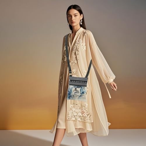 Wolf Moon Print Crossbody Bag Adjustable Unisex Shoulder Bag with Zipper Wolf Lovers Gift for Women Men Messenger Bags Outdoor Wilderness Enthusiasts Gift4