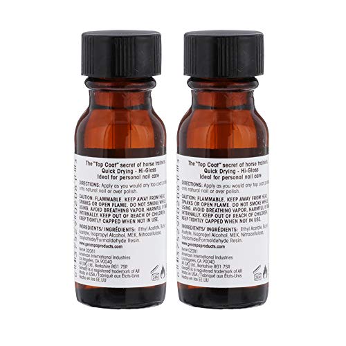 Gena Healthy Hoof Nail Lacquer – Hard as Hoofs Nails Strengthener, High-Gloss Top Coat 0.5 oz, 2 Pack