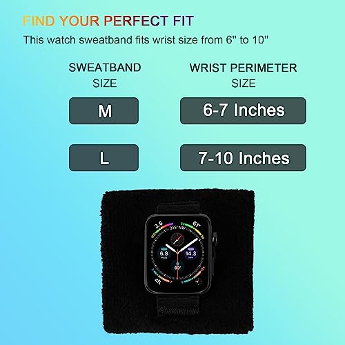 JEMACHE Unisex Sport Sweatband Wrist/Ankle Band Compatible with Apple Watch 41/40/38mm iWatch Series 11 10 9 8 7 6 5 4 3 SE (L) - Image 4