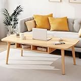 FRSTONE ローテーブル テーブル 一人暮らし 幅100cm 机 低い 収納付き 長方形 コーヒーテーブル デスク センターテーブル コンパクト 木製 シンプル 可愛い おしゃれ インテリア リビング 組立簡単 (収納付き 幅100cm, 【ナチュラル】木目調)