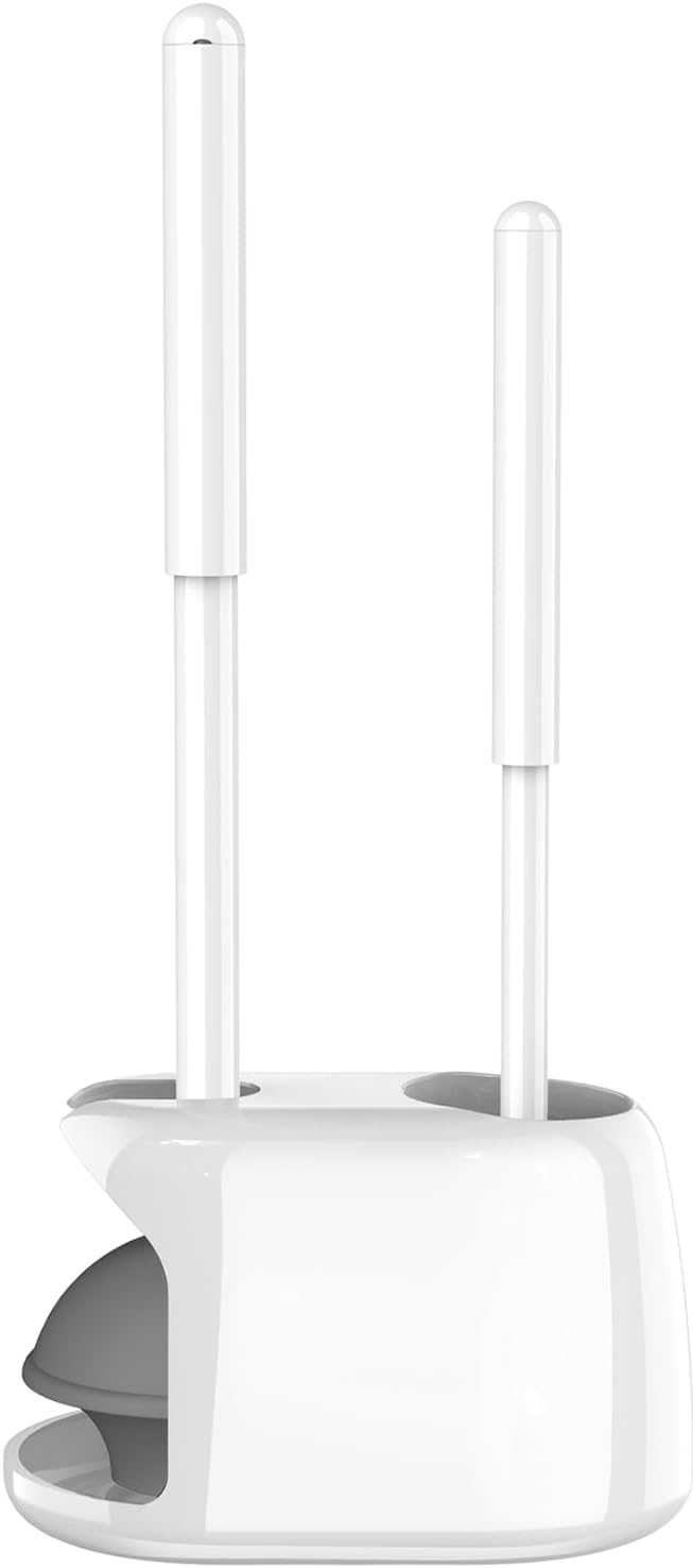 SetSail Toilet Brush and Plunger Set, Toilet Plungers for Bathroom Heavy Duty Toilet Bowl Brush and Holder Hidden Toilet Plunger and Brush Set for Deeply Cleaning