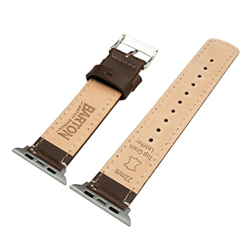 Image of BARTON WATCH BANDS - Top Grain Leather Watch Bands Compatible with Apple Watch Models - 1, 2, 3, 4, 5, 6, 7, 8, 9, 10, SE, Ultra & Ultra 2