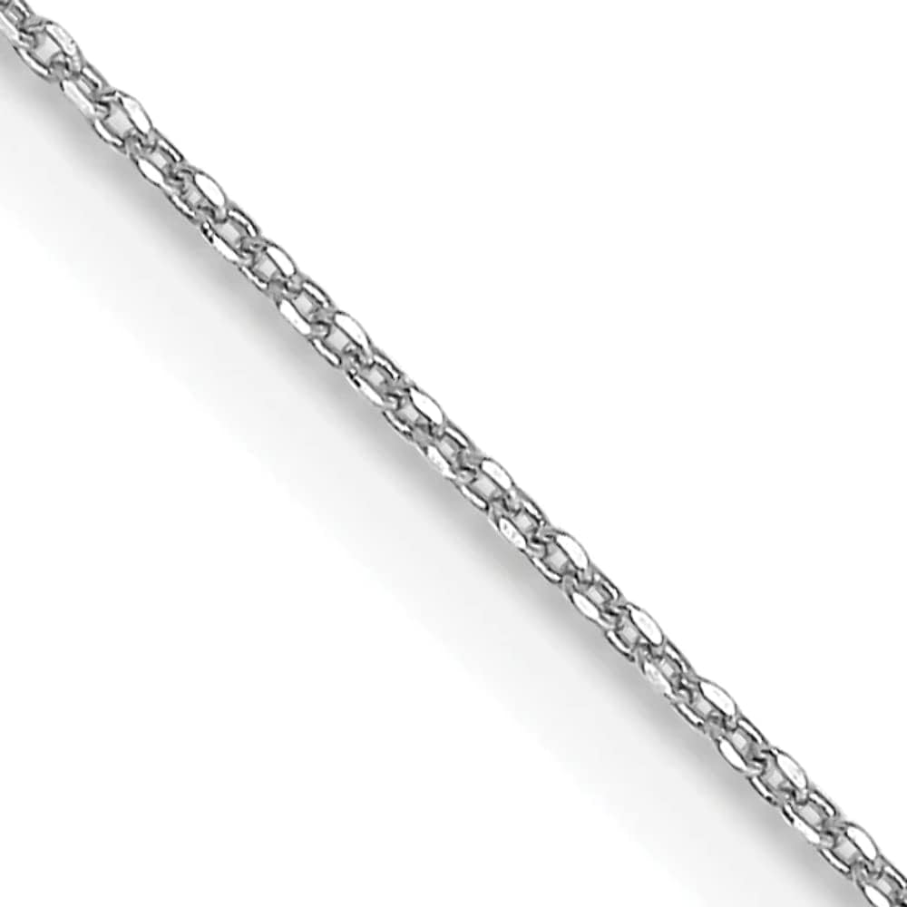 14k White Gold 14in .5mm Solid Diamond Cut Cable Chain Necklace