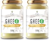 Cibo Burro Ghee Biologico 500gr - Latte di Parma e Reggio Emilia - Prodotto in Italia - Mucche al Pascolo - Punto di Fumo 250°C - Da Panna Centrifugata (Confezione da 2)