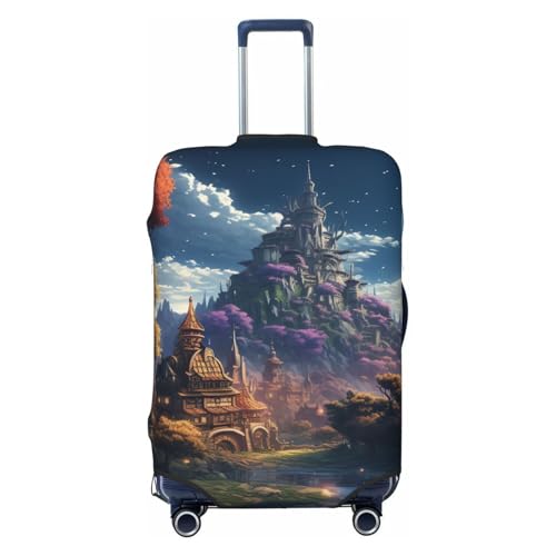 Travel Luggage Cover Fantasy Town Suitcase Protector Elastic Washable Stretch Suitcase Protector Anti-Scratch Travel Suitcase Cover Fit 18-32 Inch Luggage