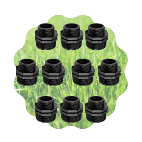 Nipplo di Riduzione Raccordo con Doppio Filetto Connettore per Tubi e Sistemi di Irrigazione, Nero - Orto Facile (10, 3/4 x 1/2)