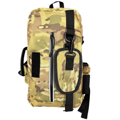 Image of Fishing Backpack Waterproof with Cooling Compartment & 4 Bait Boxes - Robust Fishing Bag Backpack for 2 Rods, Camping and Trekking - 50L Storage Space Grey (Yellow)