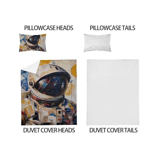 Housse de couette astronaute 135x200 parure lit espace microfibre - 5