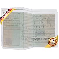 Festland DESIGN® 2 Stück Fahrzeugschein Hülle für KFZ Schein - 3-teilige transparente und passgenaue Hülle, Fahrzeugschein Mappe, PVC Ausweishülle für Zulassungsschein, Schutzhülle - Made in Germany