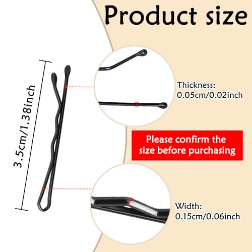 YINGFENG 220 Count Mini Wavy 1.38 Inch bobby pins black with Storage Box, Suitable for All Hair Types, Hair Clips for Kids, Girls and Women